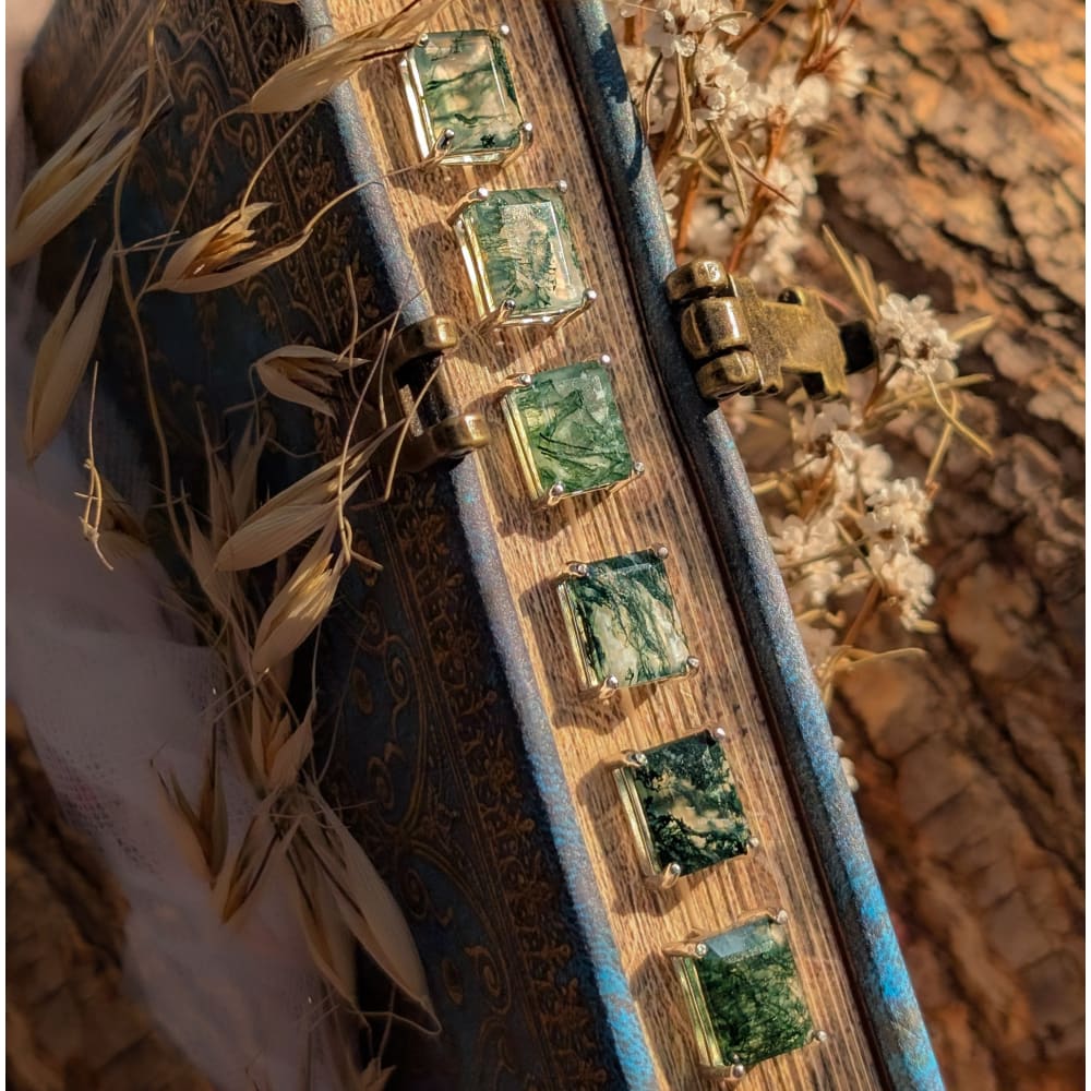 The Audie - Natural Moss Agate Stud Earrings Earrings Handmade Handcrafted