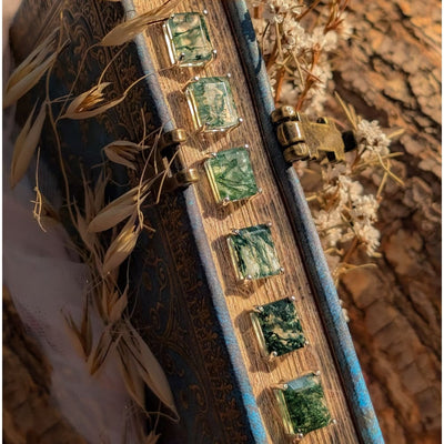 The Audie - Natural Moss Agate Stud Earrings Earrings Handmade Handcrafted