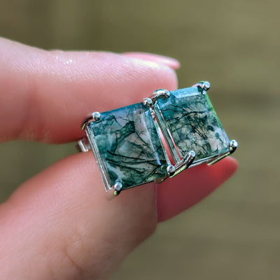 The Audie - Natural Moss Agate Stud Earrings Earrings Handmade Handcrafted