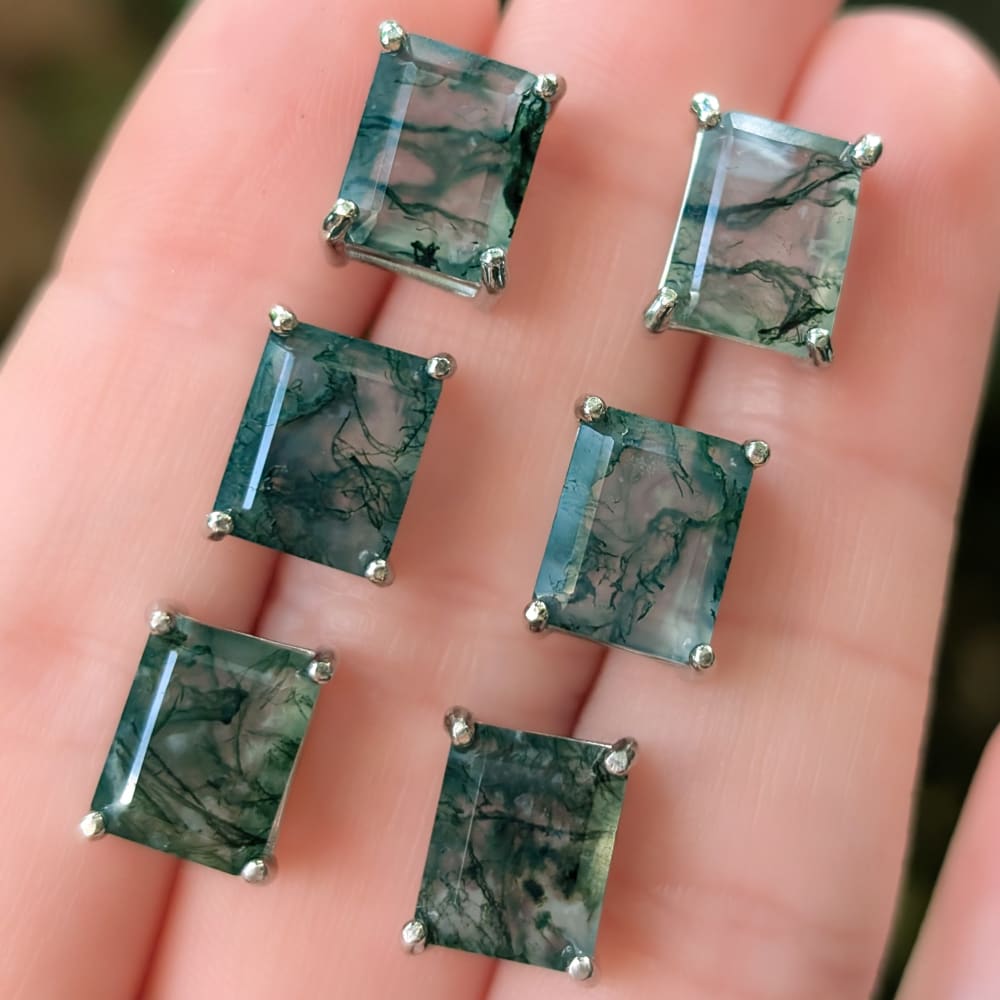 The Audie - Natural Moss Agate Stud Earrings Earrings Handmade Handcrafted