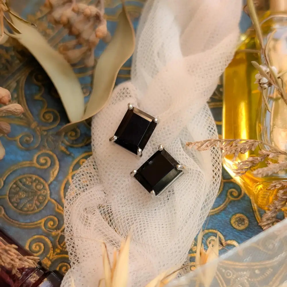 The Audie - Natural Onyx Stud Earrings Earrings Handmade Handcrafted