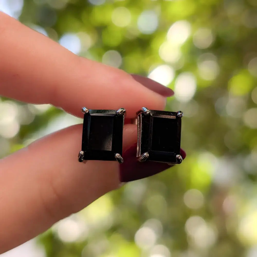 The Audie - Natural Onyx Stud Earrings Earrings Handmade Handcrafted