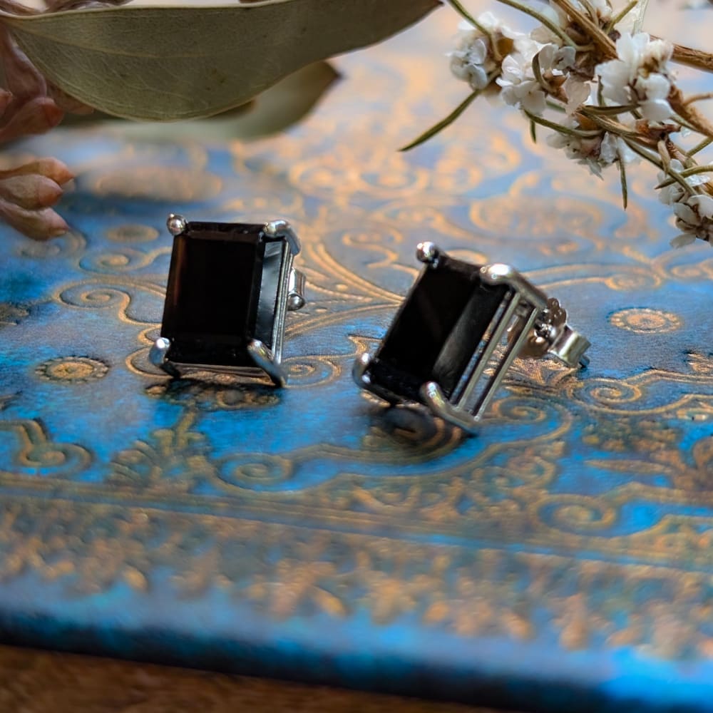 The Audie - Natural Onyx Stud Earrings Earrings Handmade Handcrafted