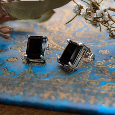 The Audie - Natural Onyx Stud Earrings Earrings Handmade Handcrafted