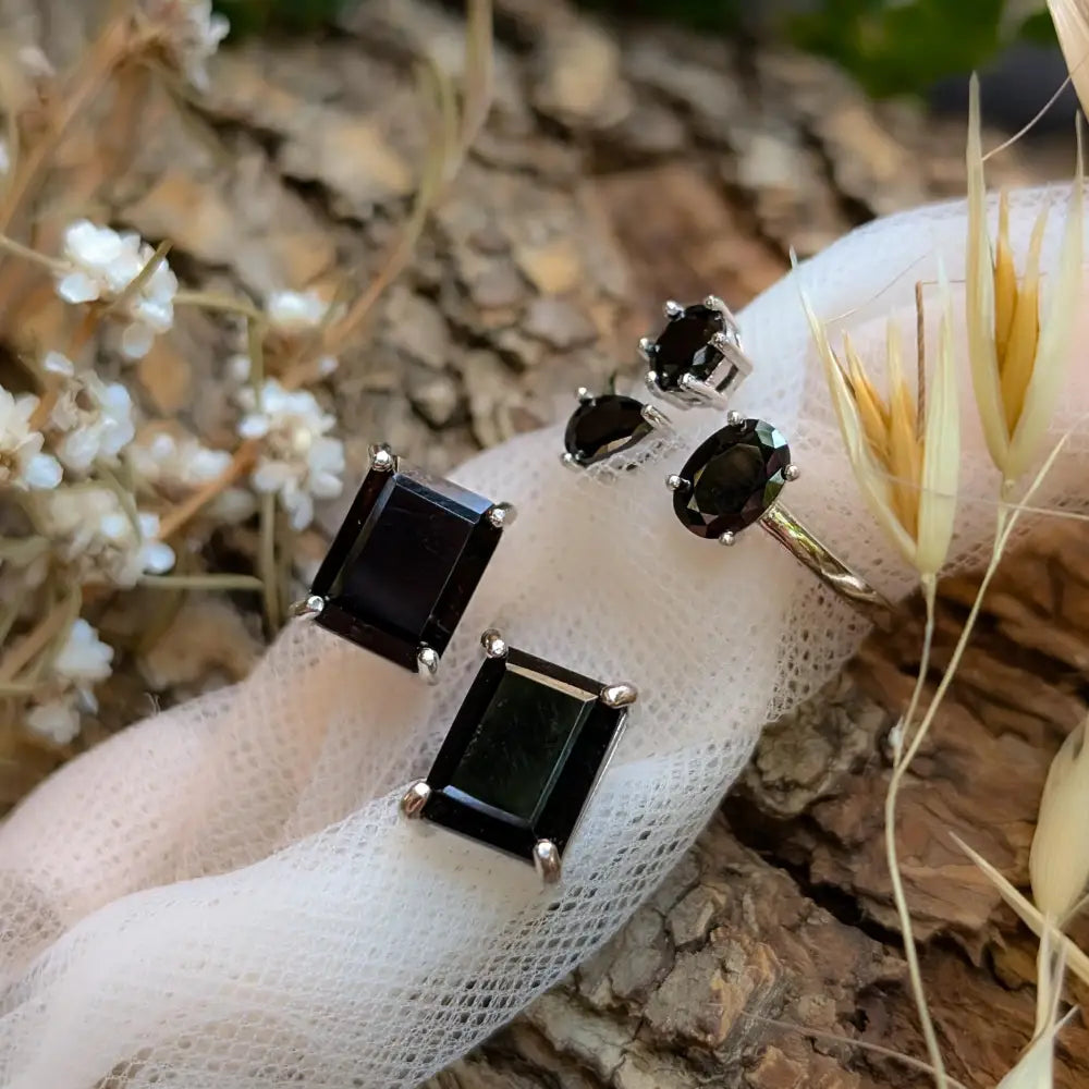 The Audie - Natural Onyx Stud Earrings Earrings Handmade Handcrafted