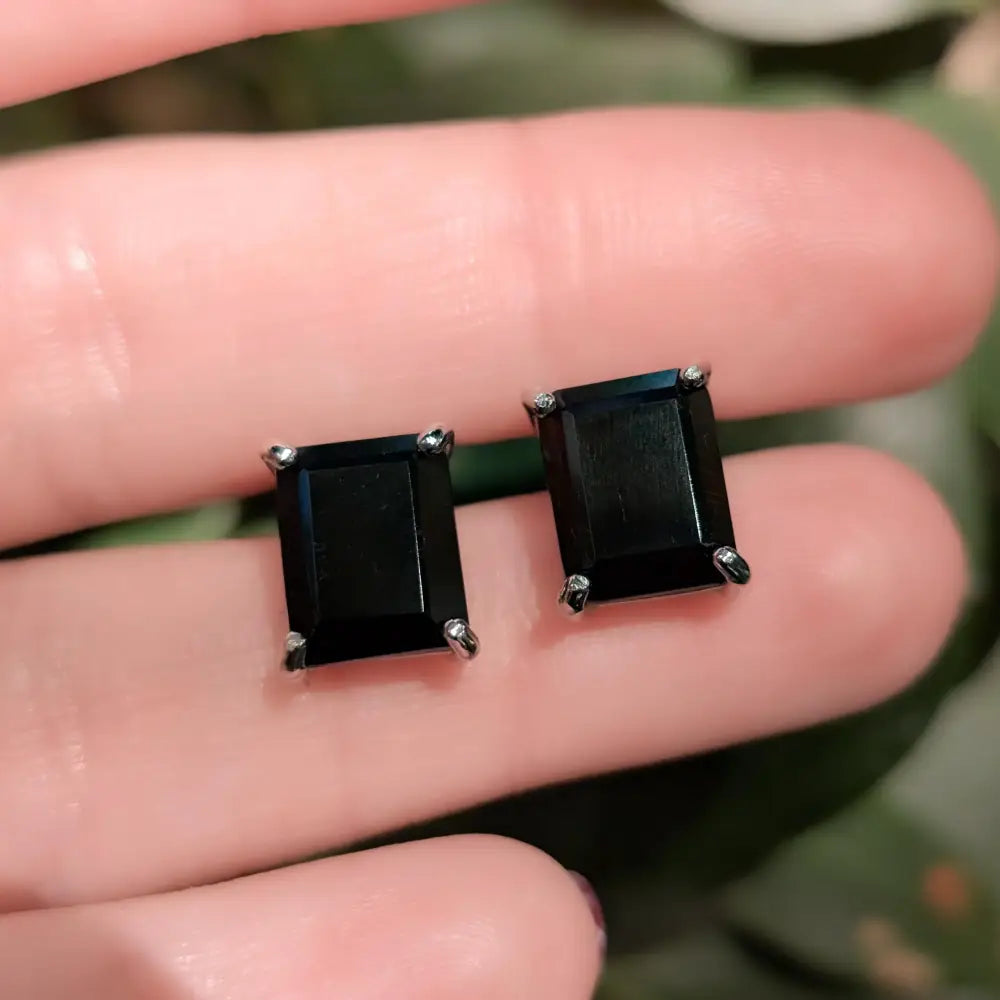 The Audie - Natural Onyx Stud Earrings Earrings Handmade Handcrafted