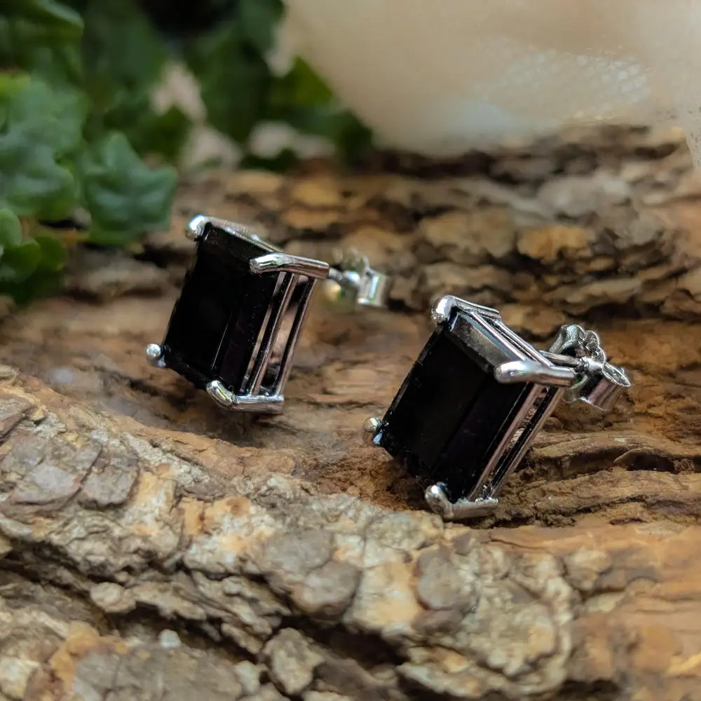 The Audie - Natural Onyx Stud Earrings Earrings Handmade Handcrafted