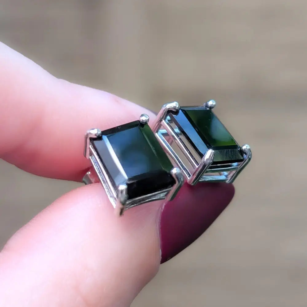 The Audie - Natural Onyx Stud Earrings Earrings Handmade Handcrafted