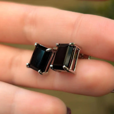 The Audie - Natural Onyx Stud Earrings Earrings Handmade Handcrafted