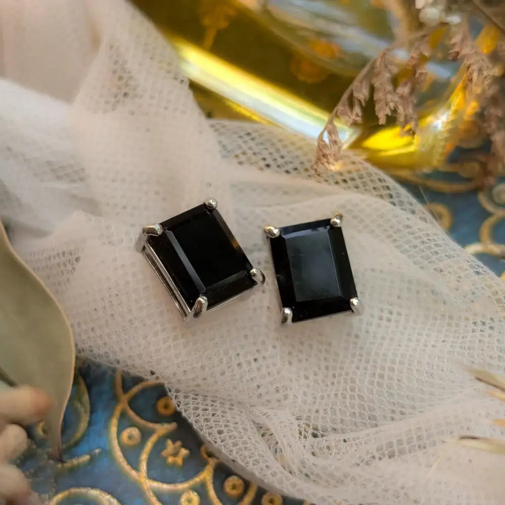 The Audie - Natural Onyx Stud Earrings Earrings Handmade Handcrafted