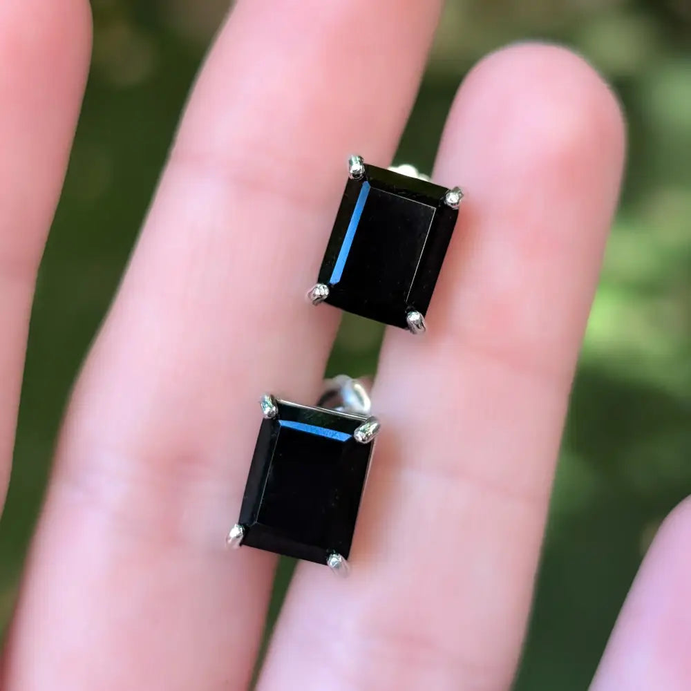 The Audie - Natural Onyx Stud Earrings Earrings Handmade Handcrafted