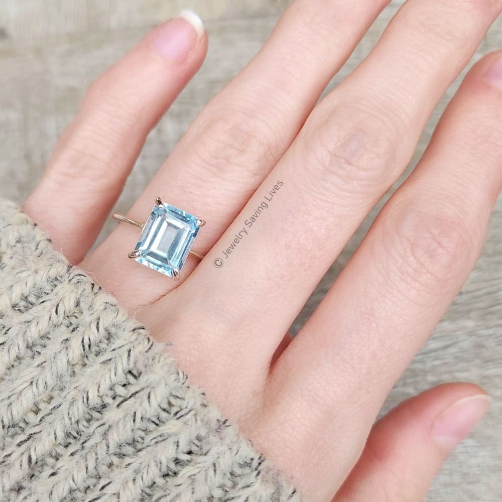 The Audrey - Natural Aquamarine Rings Handmade Handcrafted