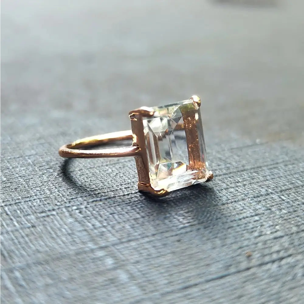 The Audrey- Natural Clear Quartz Rings Handmade Handcrafted