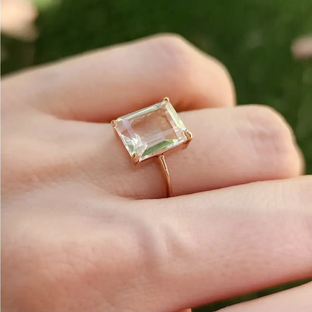 The Audrey- Natural Clear Quartz Rings Handmade Handcrafted