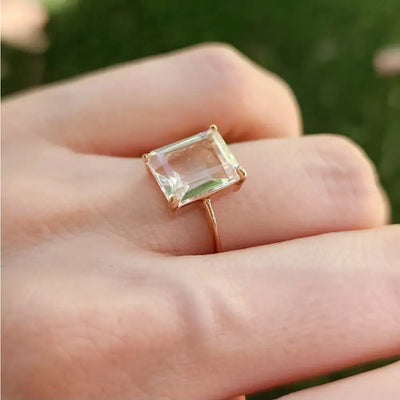 The Audrey- Natural Clear Quartz Rings Handmade Handcrafted