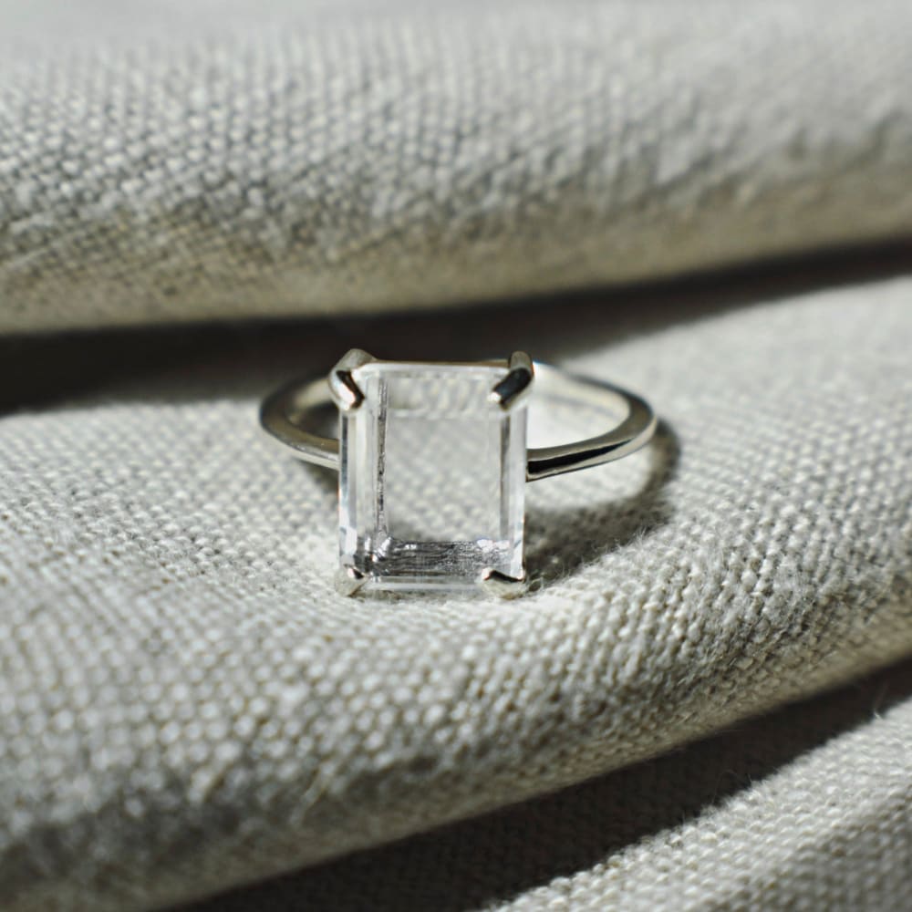 The Audrey- Natural Clear Quartz Rings Handmade Handcrafted