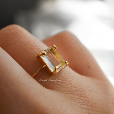 The Audrey- Natural Clear Quartz Rings Handmade Handcrafted