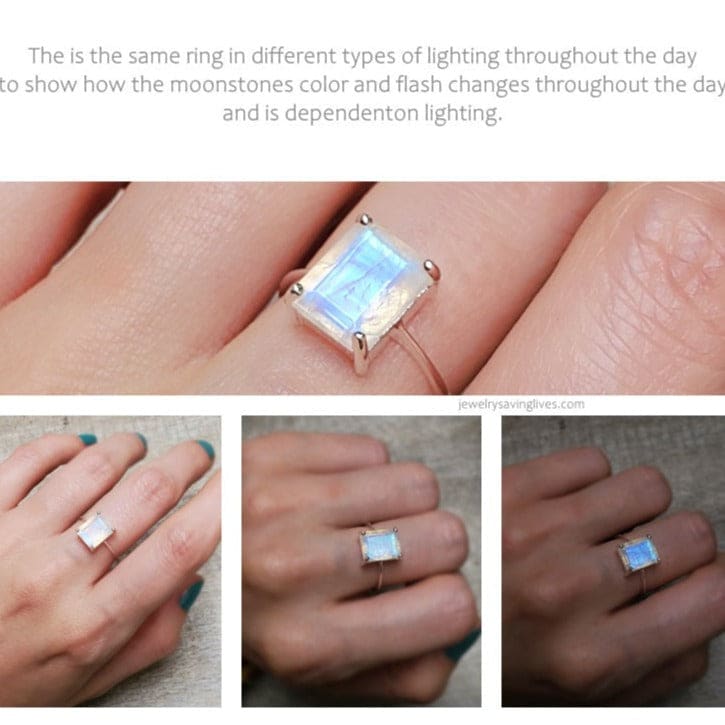 The Audrey- Natural Moonstone Rings Handmade Handcrafted