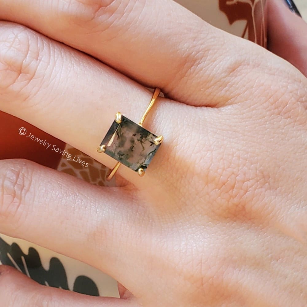 The Audrey- Natural Moss Agate Rings Handmade Handcrafted