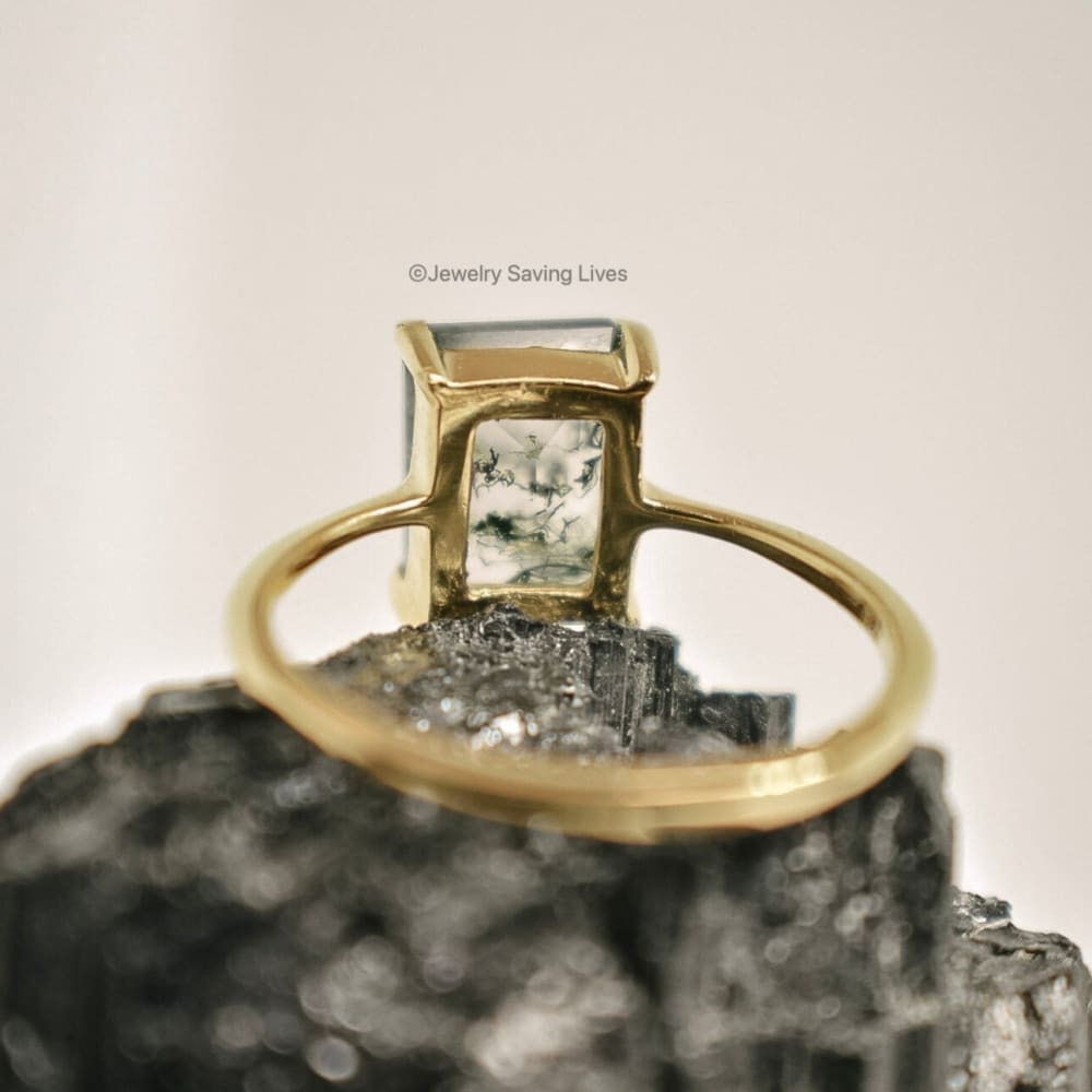 The Audrey- Natural Moss Agate Rings Handmade Handcrafted