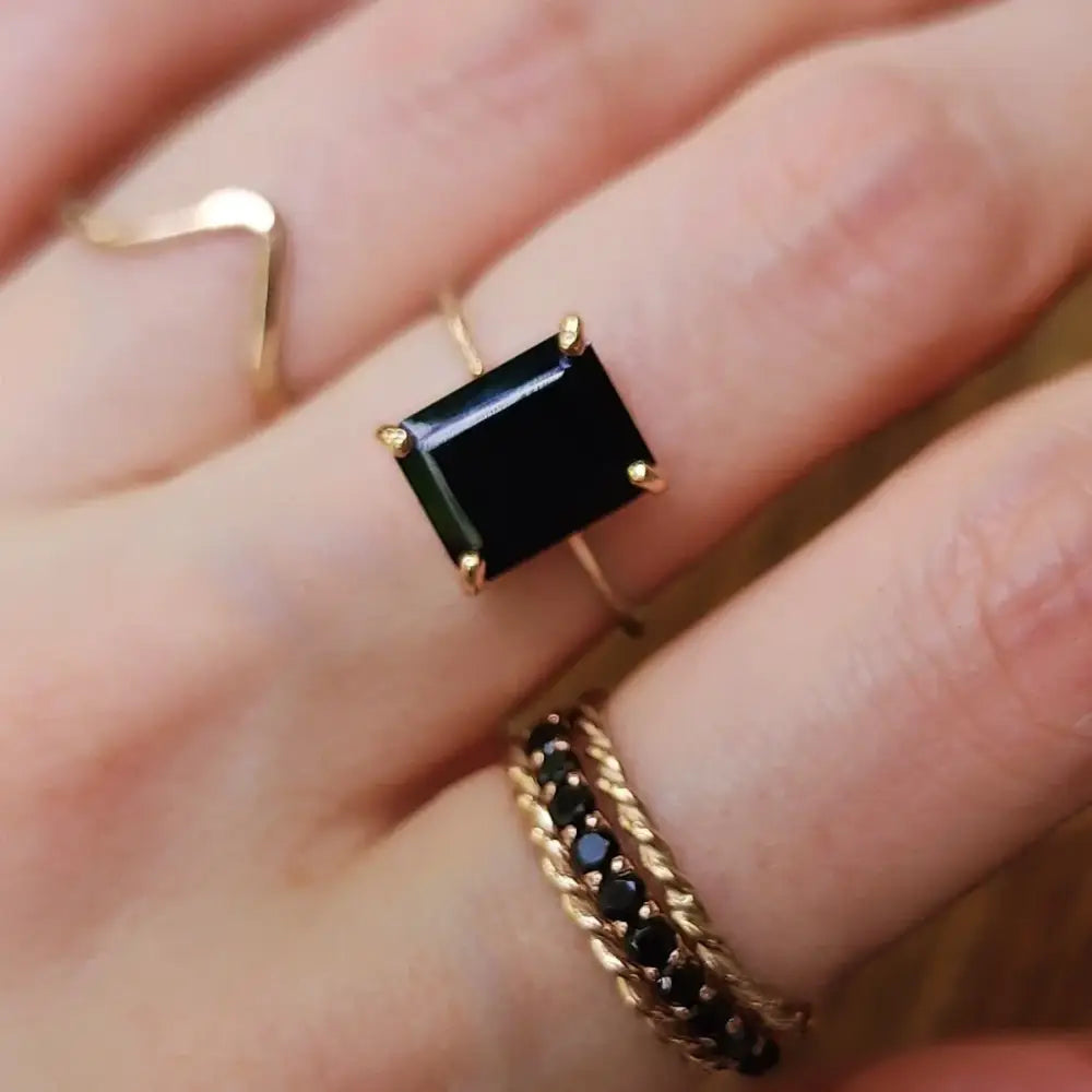 The Audrey- Natural Onyx Rings Handmade Handcrafted