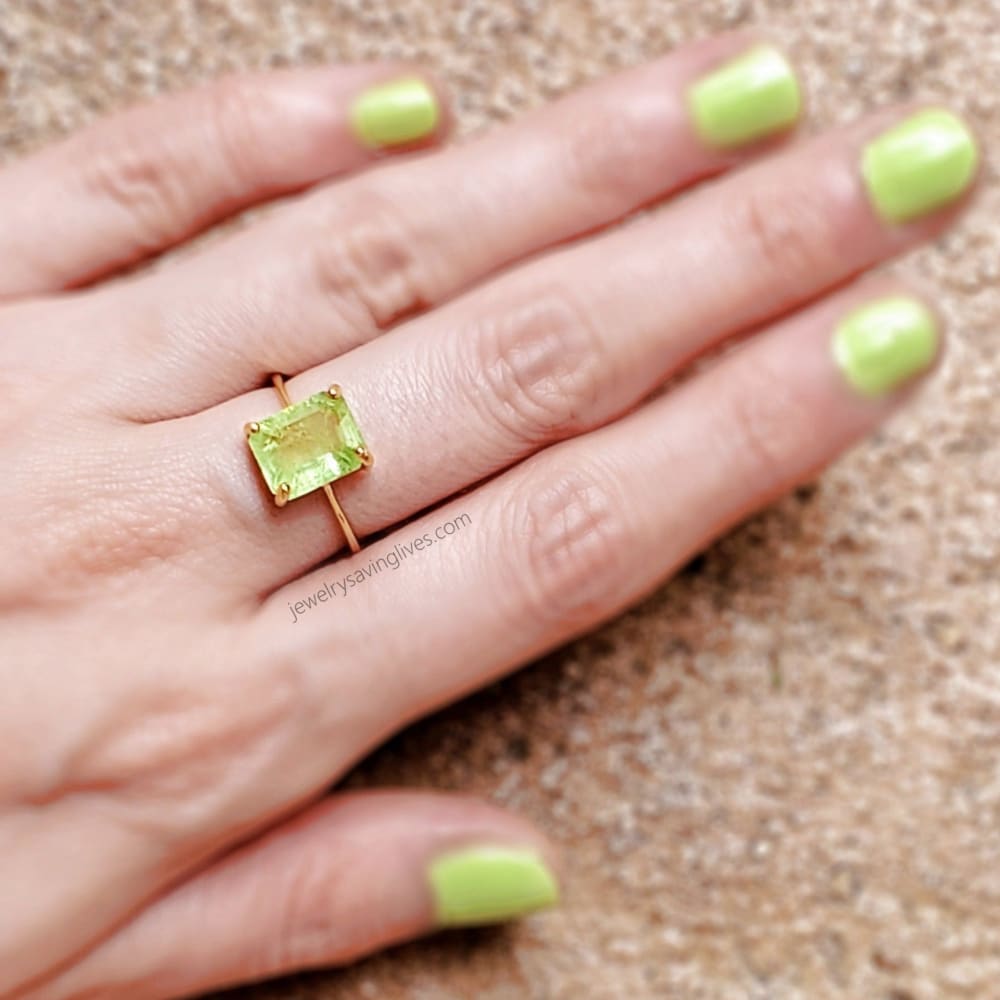 The Audrey- Natural Peridot Rings Handmade Handcrafted