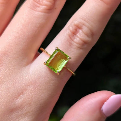 The Audrey- Natural Peridot Rings Handmade Handcrafted