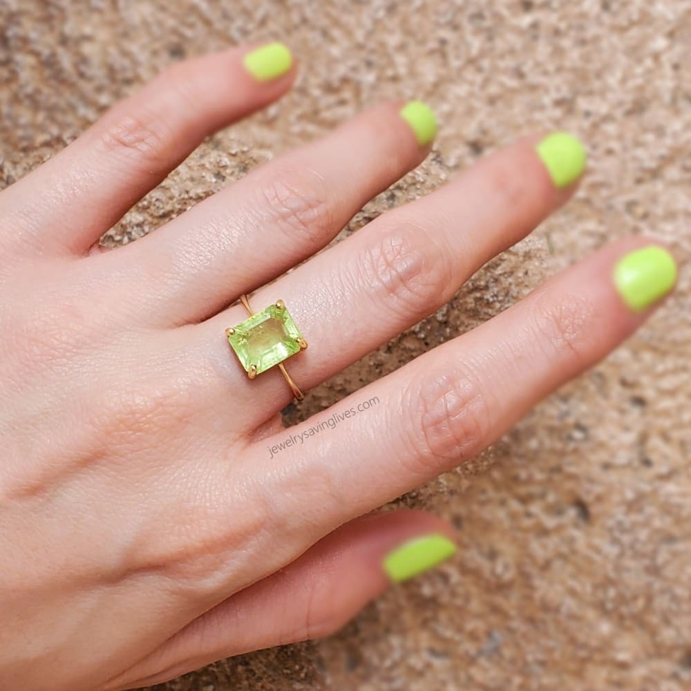 The Audrey- Natural Peridot Rings Handmade Handcrafted