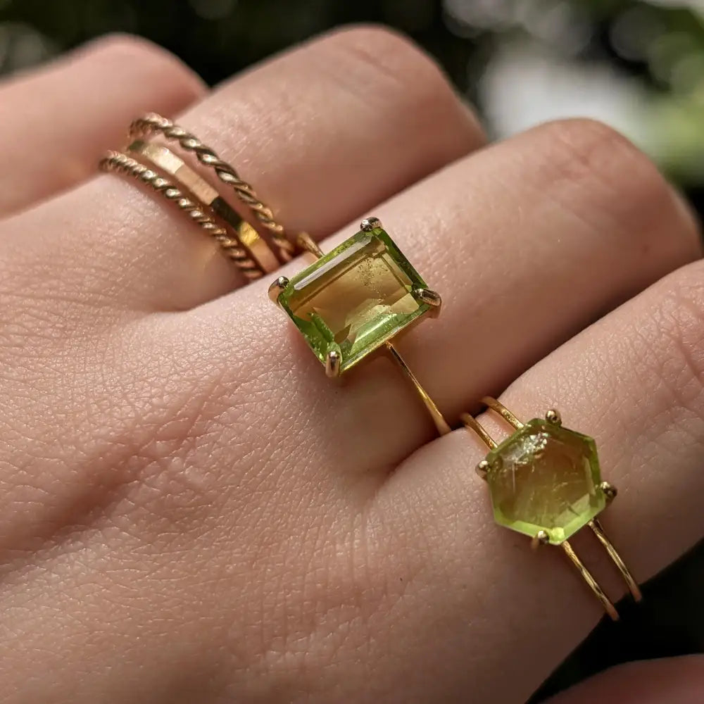 The Audrey- Natural Peridot Rings Handmade Handcrafted
