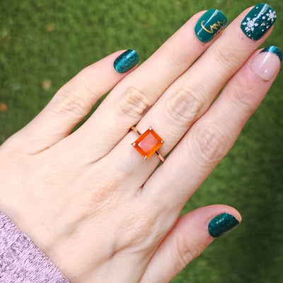 The Audrey - Orange Carnelian Rings Handmade Handcrafted