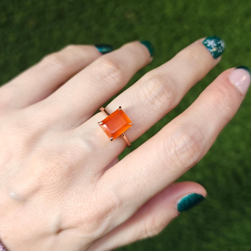 The Audrey - Orange Carnelian Rings Handmade Handcrafted