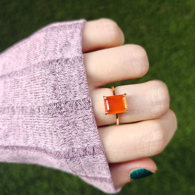 The Audrey - Orange Carnelian Rings Handmade Handcrafted