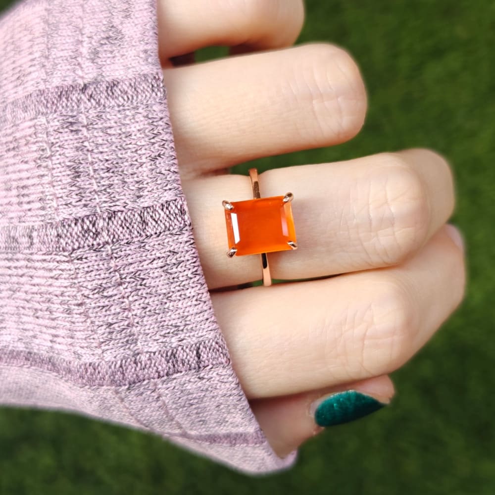 The Audrey - Orange Carnelian Rings Handmade Handcrafted