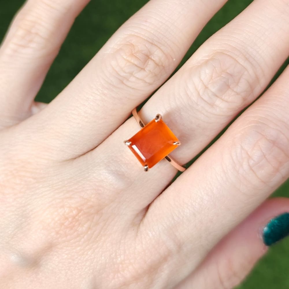 The Audrey - Orange Carnelian Rings Handmade Handcrafted