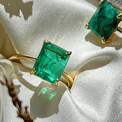 The Audrey- Raw Doublet Emerald Rings Handmade Handcrafted