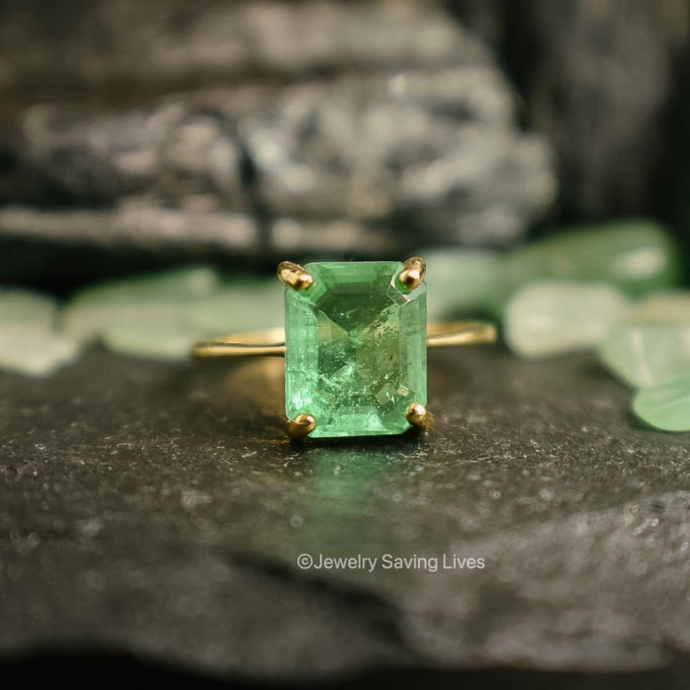 The Audrey- Raw Doublet Emerald Rings Handmade Handcrafted