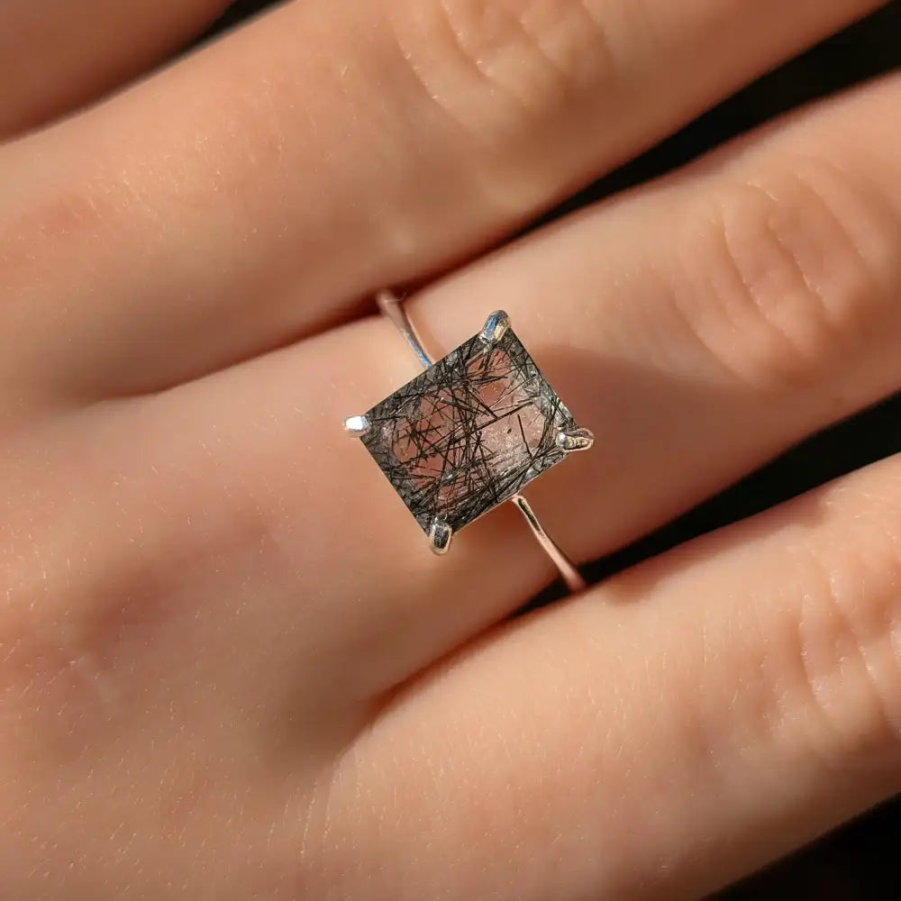 The Audrey- Rutilated Quartz Ring Rings Handmade Handcrafted