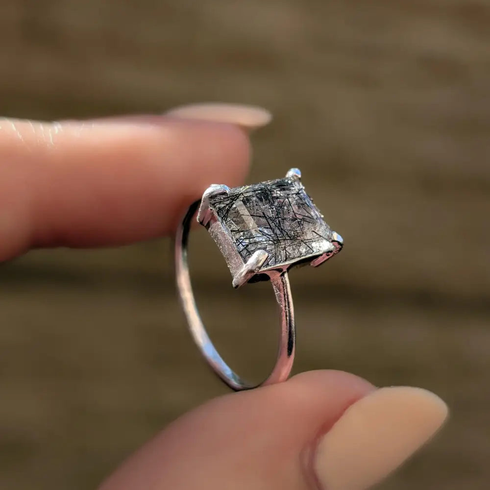 The Audrey- Rutilated Quartz Ring Rings Handmade Handcrafted