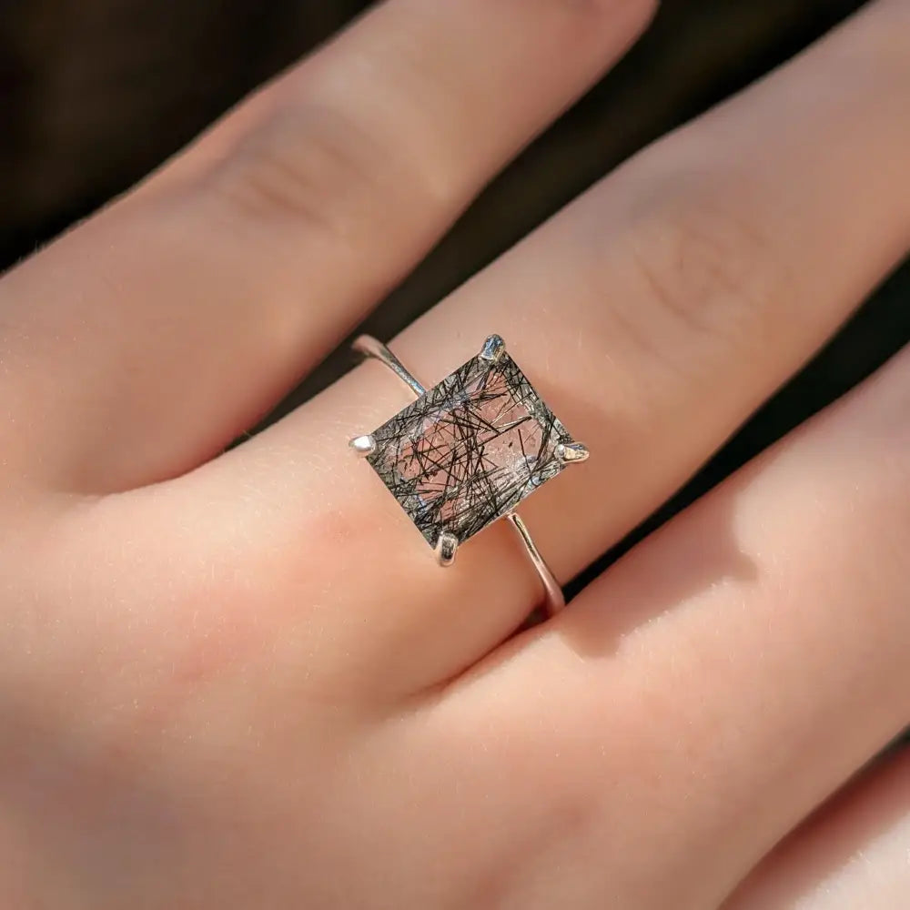 The Audrey- Rutilated Quartz Ring Rings Handmade Handcrafted