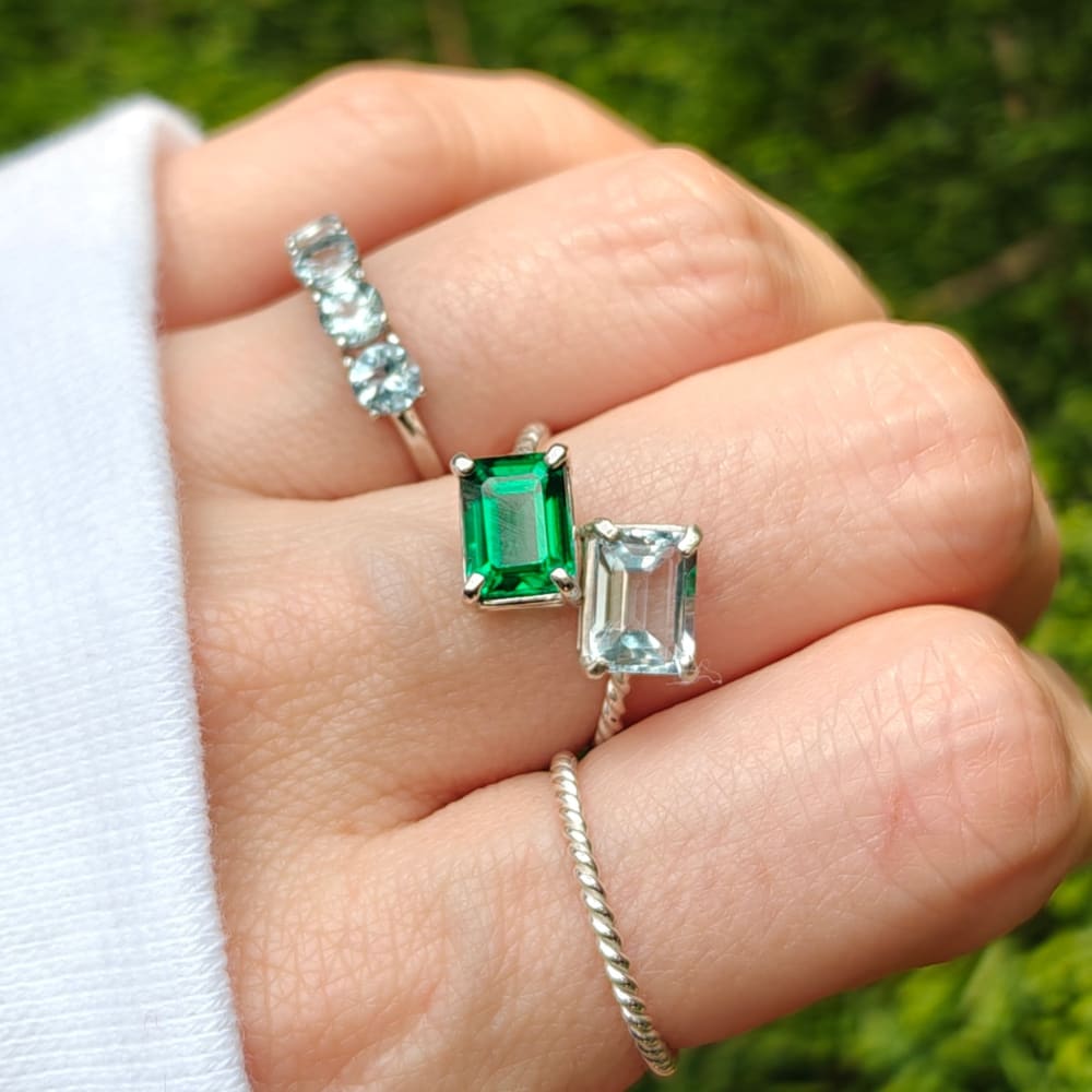 The Aurora - Custom Emerald Cut & Emerald Cut Ring Rings Handmade Handcrafted