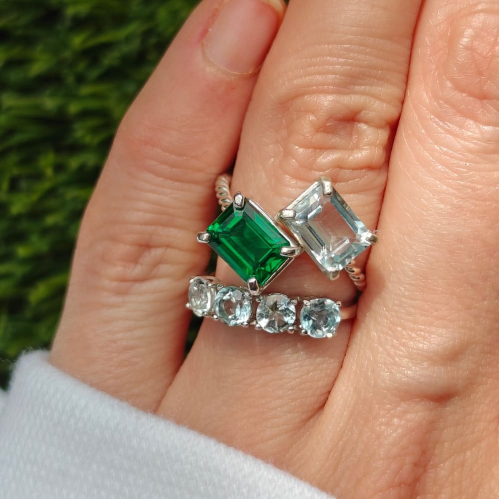 The Aurora - Custom Emerald Cut & Emerald Cut Ring Rings Handmade Handcrafted