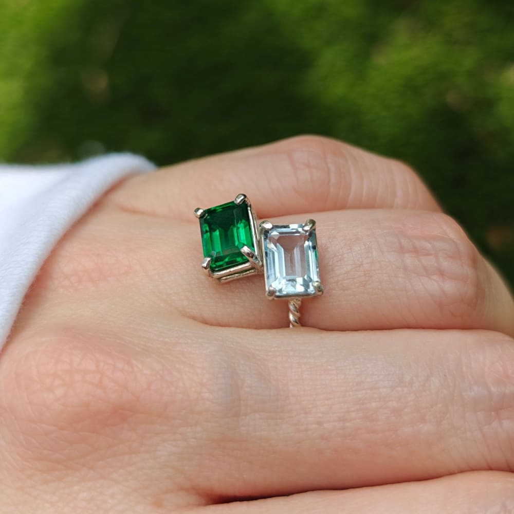 The Aurora - Custom Emerald Cut & Emerald Cut Ring Rings Handmade Handcrafted