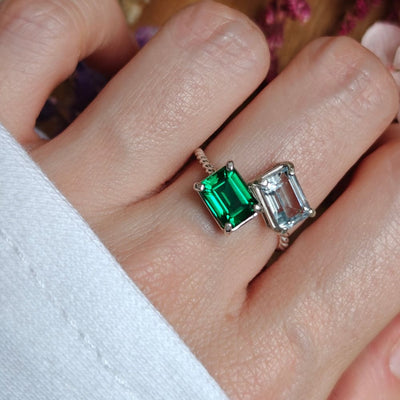 The Aurora - Custom Emerald Cut & Emerald Cut Ring Rings Handmade Handcrafted