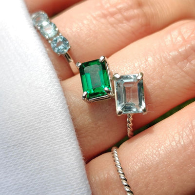 The Aurora - Custom Emerald Cut & Emerald Cut Ring Rings Handmade Handcrafted