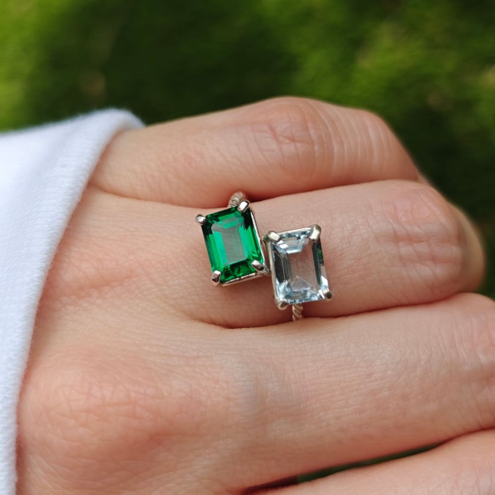 The Aurora - Custom Emerald Cut & Emerald Cut Ring Rings Handmade Handcrafted