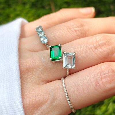 The Aurora - Custom Emerald Cut & Emerald Cut Ring Rings Handmade Handcrafted