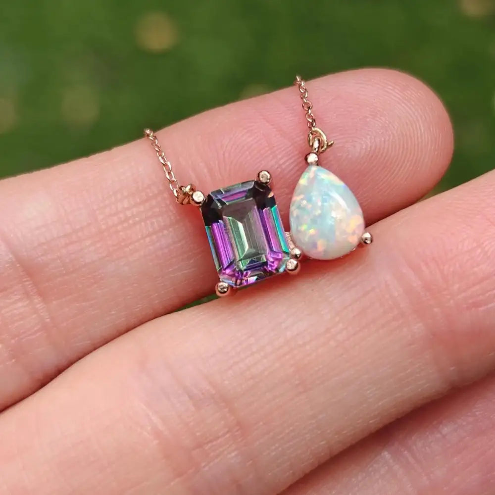 The Aurora - Custom Toi et Moi Necklace Necklaces Handmade Handcrafted