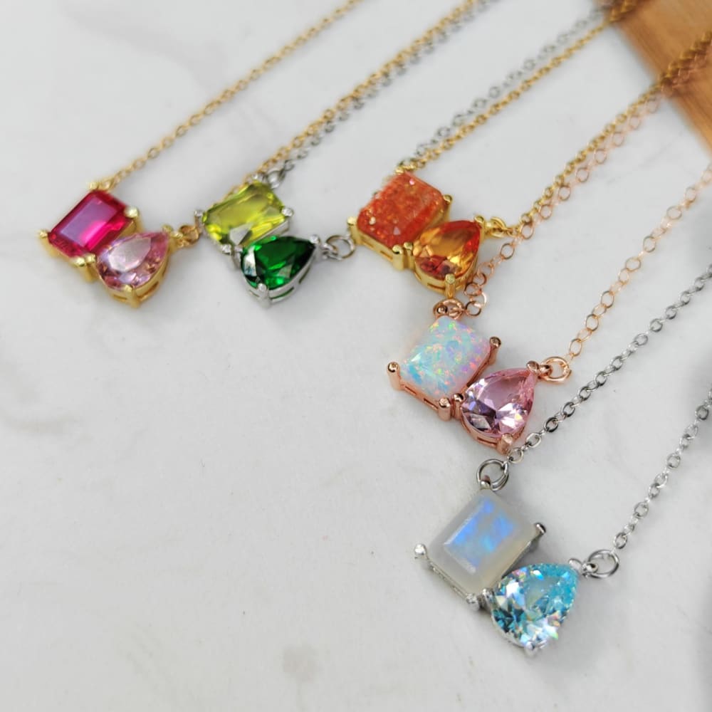 The Aurora - Custom Toi et Moi Necklace Necklaces Handmade Handcrafted