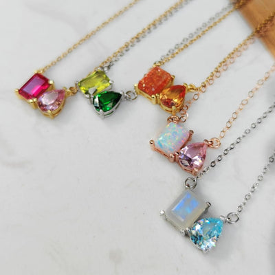 The Aurora - Custom Toi et Moi Necklace Necklaces Handmade Handcrafted