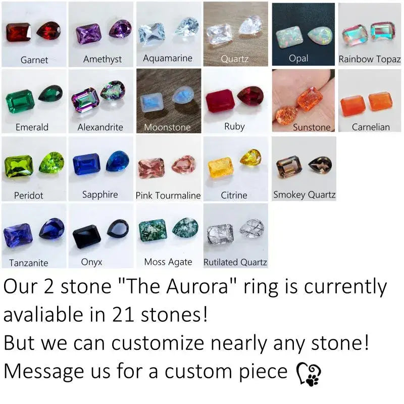 The Aurora - Custom Toi et Moi Ring Rings Handmade Handcrafted